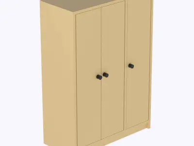 Simple Wardrobe with functional doors and hanger support 3D print model