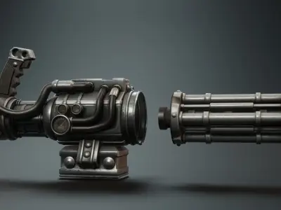 low poly minigun Low-poly 3D model