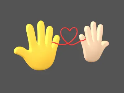 Hand with Red Line Icon v1 034 Low-poly 3D model