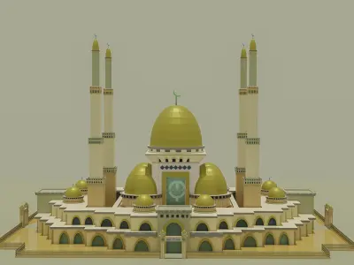 Mosque gold lowpoly 3D model