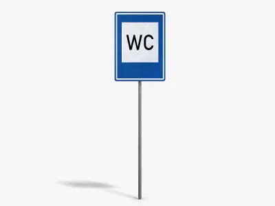 Toilet Info Sign Low-poly 3D model