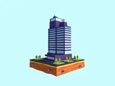 Cartoon Low Poly Business Center Low-poly 3D model