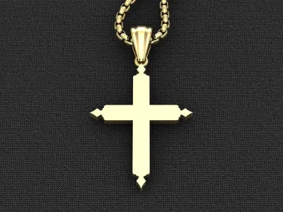 High Cross Pendant Light Gold 18K 3CP071 3D model