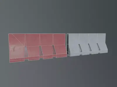 Modular Plastic Traffic Barrier Low-poly 3D model