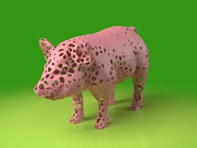 Pig Voronoi Low-poly 3D model