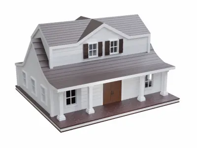 Farmhouse birdhouse - with trim Low-poly 3D model