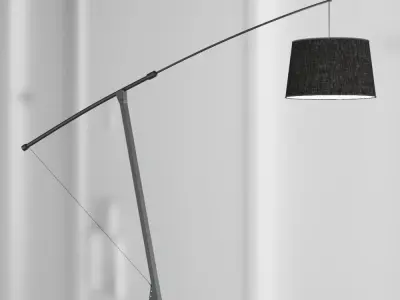 Contemporary style floor lamp with textile shade on a rod 3D model