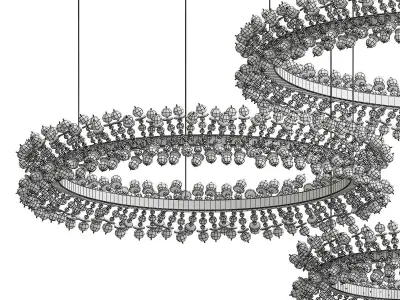 Crystal tree tiers chandelier 3D model