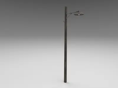 Wooden light pole Low-poly 3D model