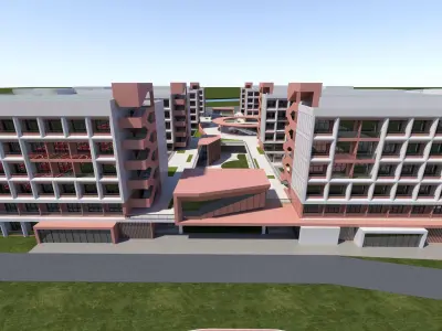 School teaching building Low-poly 3D model