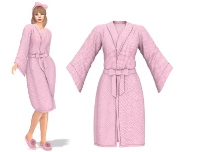 Female Front Tied Bathrobe Low-poly 3D model