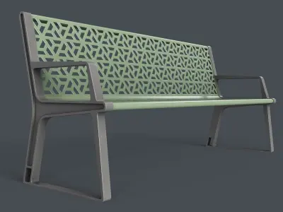Metal Modern Bench 11 PBR Game Ready Low-poly 3D model