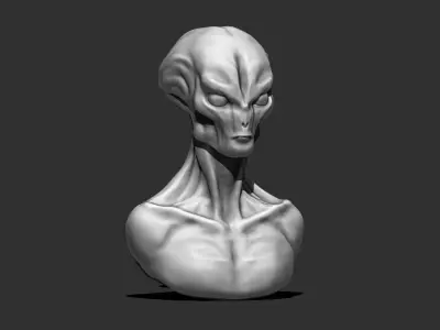 Alien Bust 7 - Detailed Humanoid 3D Print Model 3D print model