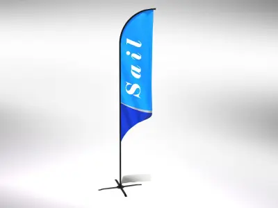 Sail Flag - Animated Exhibition Flag Low-poly 3D model
