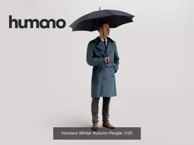 Humano 5-Pack - PEOPLE WITH UMBRELLAS -  RAINY - 5x 3D models D