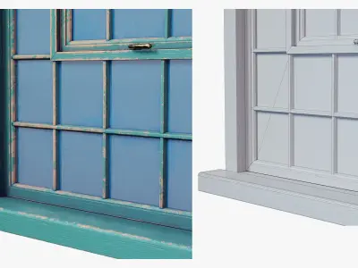 Window Wooden Vintage Low-poly 3D model