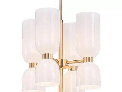 Lightmaker four light chandelier in brass with glass shades 3D model