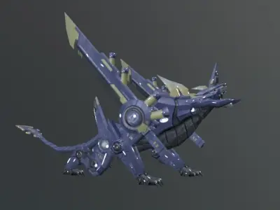 Mecha Dog Fantasy Low-poly 3D model