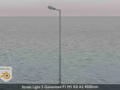 Street Light 5 Galvanized F1 M1 K0 A2 4500mm  Low-poly 3D model