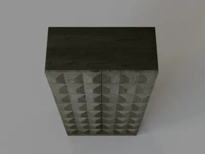 Geometric Double Door Cabinet Ash Brown Oak 3D model