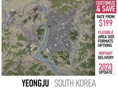 Yeongju - 3D City Model Low-poly 3D model