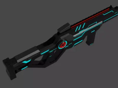 Cyberpunk Rifle HV-12 Low-poly 3D model