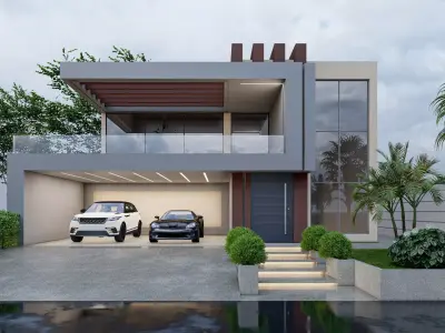 Modern Villa Modeled in SketchUp and Rendered with Lumion  3D model