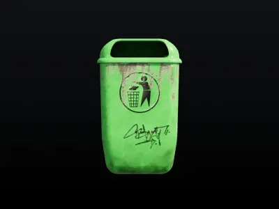 Prague City Street Bin 01 Low-poly 3D model