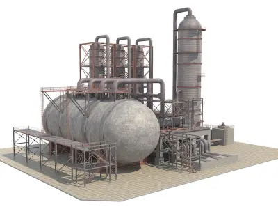 Industrial Oil Refinery 06 Low-poly 3D model