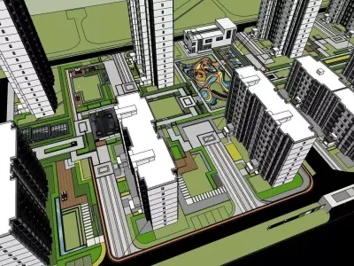 sketchup model 3d city apartment building  3D model