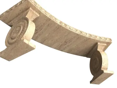 Stone Bench 01 Curved Low-poly 3D model