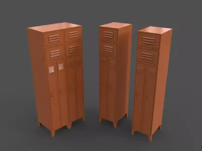 PBR School Gym Locker 10 - Orange Low-poly 3D model