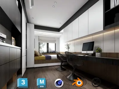 VIP STUDY ROOM - Ultra-Luxury for Architectural Visualization Low-poly 3D model