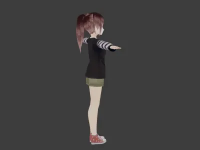 SciFi 3d anime kawaii girl character c20 Low-poly 3D model
