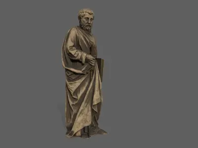 Old Man Statue Low-poly 3D model 17