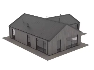 Modern residential wooden houses Low-poly 3D model
