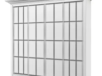 Wardrobe low poly 3d model armoire with glass doors and mirrors Low-poly 3D model