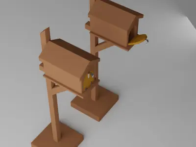 Wooden Mailbox Low-poly 3D model