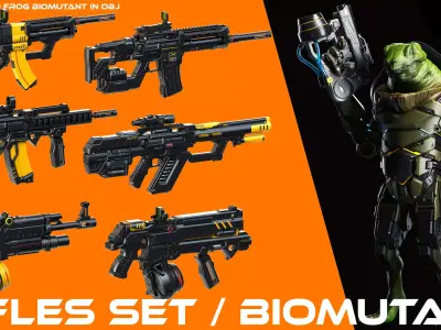 Sci-Fi Rifles Set Kitbash and Biomutant 3D model