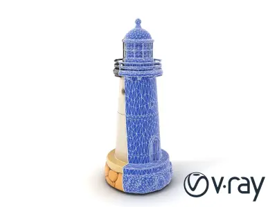 Cracked Stone Lighthouse Architectural model pack Low-poly 3D model