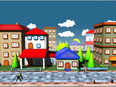 Cartoon city four Low-poly 3D model