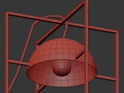 EXHIBIT gold metal lamp with ball in middle 3D model