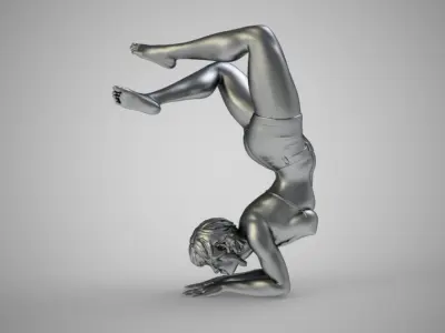 Handstand woman doing 3D print model