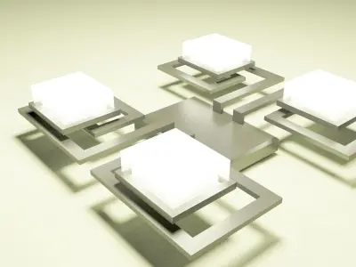 chandelier modern ceiling light with four squares 3D model