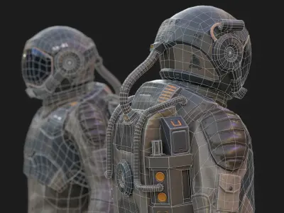 SX01 Male Space Suit LITE VERSION Low-poly 3D model