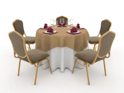 Collection Banquet Table and Chair 06 3D Model Pack