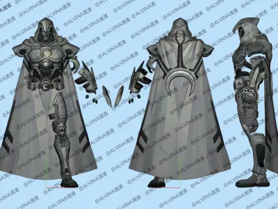Marvel Rivals - Moon Knight S1 Armor - DIY Cosplay Pepakura Foam Low-poly 3D model