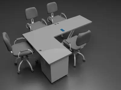 Office desk room interior 3D model