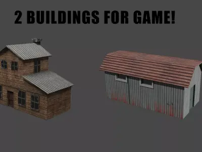 2 BUILDINGS FOR GAME  Low-poly 3D model