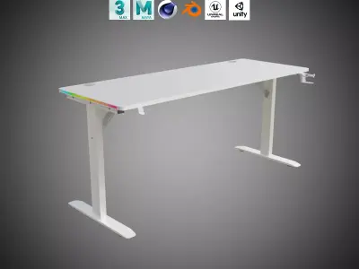 White Gaming Desk - High-Details Asset Low-poly 3D model